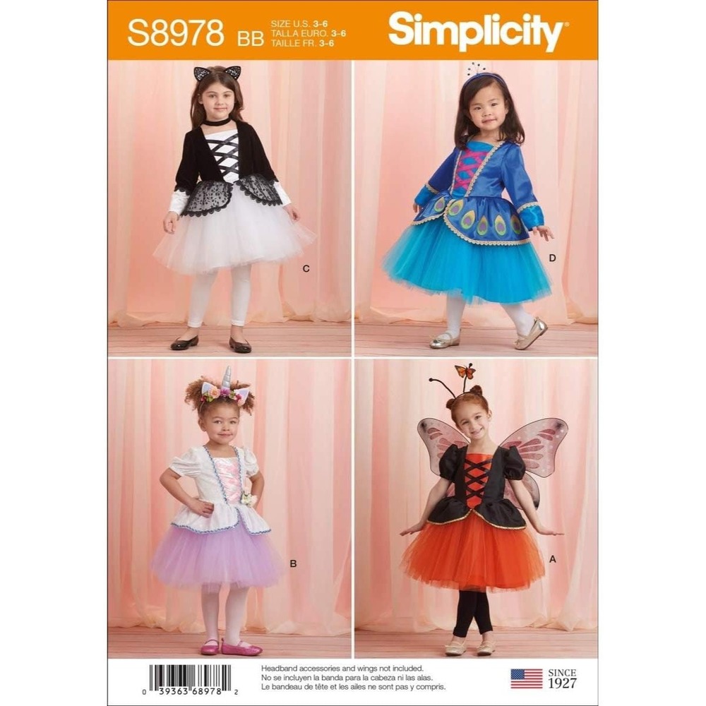 Simplicity S8978 Toddler Child Princess Fairy Costume Sewing Pattern Sizes 3-6